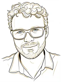 Line drawing portrait of Ben Swift