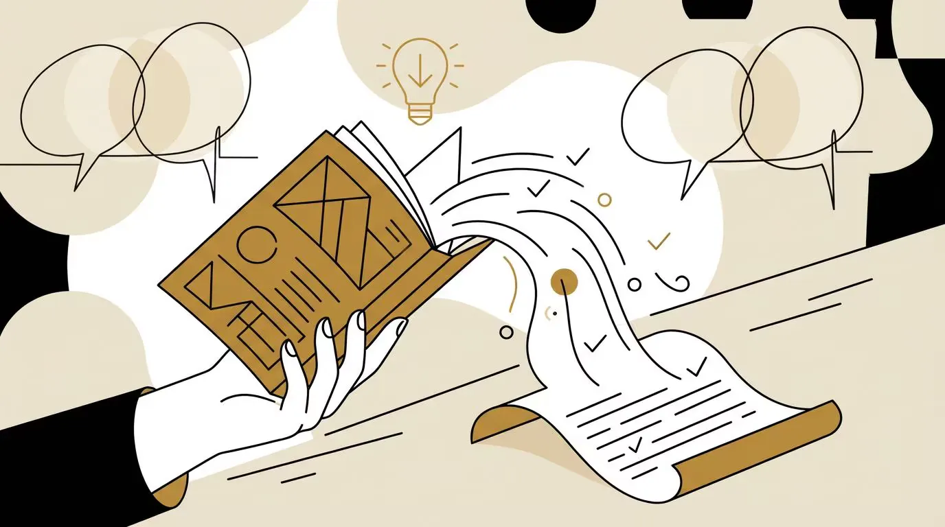 A book spilling its contents into generated text